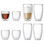 Bodum Pavina 8-Ounce & 15-Ounce Double Wall Clear Glass Mug, Pack of 8