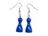 Earrings Playing Piece Game Miniblings Ludo Figure Figurines Wood Blue