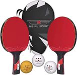 NIBIRU SPORT Ping Pong Paddles Set of 2 - Premium Table Tennis Paddles Kit with 2 Rackets, 3 Balls & Portable Case - Table Tennis Equipment & Ping Pong Accessories