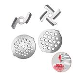 VNIMTI Meat Grinder Blades and Plate, Food-Grade Stainless Steel Meat Grinder Attachments for Stand Mixer, 2 Sharp Blades and 2 Cutting Plates (Stainless - Silver)