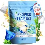 POPCHOSE Stocking Stuffers 15 Pack, Shower Steamers Aromatherapy - Chocolate Shaped, Birthday Gift for Women & Men, Menthol & Eucalyptus Natural Essential Oils, Home Spa Relaxation & Self Care