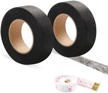2 Rolls Iron Hemming Tape, Hemming Web, Iron On Tape for Skirts, Pillows, Jeans and Curtains,2cm Wide * 24 metres Long with Tape Measure(Black)