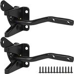 LISHINE Self Locking Gate Latch with Screw, Heavy Duty Post Mount Automatic Gravity Lever Wood Fence Gate Lock with Fasteners, Steel Painted Gate Latch for Secure Pool, Yard, Garden - 2 Pack, Black