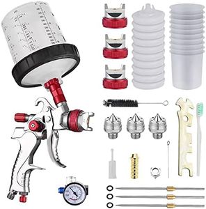 HVLP Professionnel Pistolet à Pulvérisation, kit avec 10pcs Gobelets de mélange pour la Peinture de Meubles automatiques