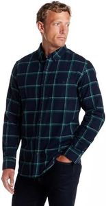 Weatherproof Vintage Mens Casual Soft Brushed Plaid Button-Down Flannel Shirt True Navy