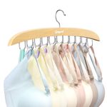 Gomyrod Bra Hanger for Closet, 1 Pack w/20 Hooks Tank Top Hanger Holds 20 Bras, Premium Wooden Closet Foldable Bra Organizer for Closet Space Saving Hangers, 360°Rotating Closet Organizers and Storage