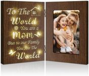 JUOIFIP Gifts for Best Mom Ever, 4x6 Picture Frame With Light, Mother's Day Gift from Daughter Son Sister, Cute Birthday Gifts for Mom, Wooden Photo Frame for Tabletop Display