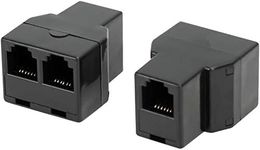 Uvital RJ12 6P6C 3 Female Telephone Line Splitters, Phone Jack Splitter, Telephone Landline Cable Connector and Separator (2Pack Black Splitter)