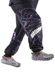 Unisex Anime Joggers for Men and Women, S Rank Printed Anime Baggy Fit Track Pants - X-Large Black