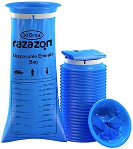 RAZAZON Vomit Bags Disposable 50 Pack - Emesis Bags for Bus, Car, Aircraft, Travel, Motion Sickness and Nausea Barf Bags