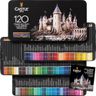 Castle Art Supplies 120 Colouring Pencils Set | Quality Soft Core Coloured Pencils for Adult Artists, Professionals and Colourists | Protected and Organised in Presentation Tin Box