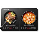 Double Induction Cooktop AMZCHEF Induction Cooker 2 Burners, Low Noise Electric Cooktops With 1800W Sensor Touch, 10 Temperature & Power Levels,Independent Control,3-hour Timer, Safety Lock