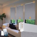 Motorized Blinds No Drill Automatic Blinds for Windows Cordless Roller Shades Electric Blinds with Remote Control Smart Blinds (Grey, 34 x 72)