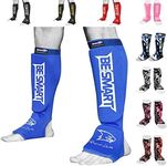 Kids Shin Instep Pads MMA Leg Foot Guards Muay Thai Kick Boxing Guard Protector (Blue, XXXS (3 to 8 Years))