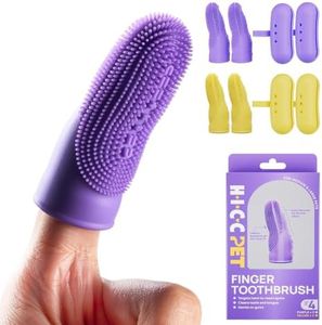HICC PET Dog Toothbrush, Anti-Slip Dog Tooth Brushing Kit, Dog Finger Toothbrush for Plaque and Tartar Cleaning, Dog Teeth Cleaning for Small & Large Pets, Safer & Softer Liquid Silicone, 4-Pack