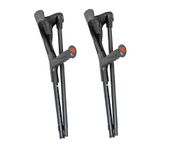 PEPE - Folding Crutches for Adults (x2 Units, Open Cuff), Elbow Crutches for Women, Pair of Crutches for Walking, Foldable Crutches Open Cuff, Aluminium Walking Crutches for Men. Black