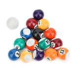 Keenso Billard Pool Balls, 16 Pcs Polyester Resin Pool Balls Pool Cue Training Balls 32mm Billiard Balls Pool Balls Set Mini Children Billiard Ball Junior Pool Balls Toy