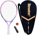 Senston 19" Junior Tennis Racquet for Kids Children Boys Girls Tennis Rackets with Racket Cover Pink with Cover Tennis Overgrip Vibration Damper