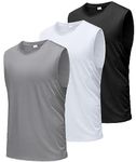 Boyzn Men's 3 Pack Workout Tank Tops Gym Athletic Muscle Tee Bodybuilding Fitness Sleeveless T-Shirts Black/White/Grey-3P01-M