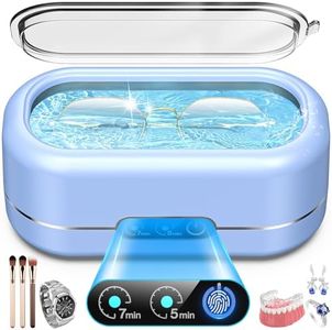 Professional Ultrasonic Jewelry Cleaner with Digital Timer,50KHz Ultrasonic Cleaner Machine with 304 Stainless Steel for Jewelry,Eyeglasses, Rings, Coin, Watch Strap, Dentures, Hygiene Items (Bule)