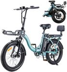 TWOFISH Electric Bike for Adults, 20"*3.0" Fat Tire Folding Electric Bicycle with 36V 17.8AH Removable Battery 7 Speed 25km/h 80-100km Range Disc Brake IP54 Waterproof, TF-2 (Blue)