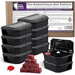 10-Pack Pre-Baited Mouse Control Boxes - Reusable Rodenticide Kit, UK Made with Professional Grade Brodifacoum Poison Blocks for Effective Indoor Pest Management