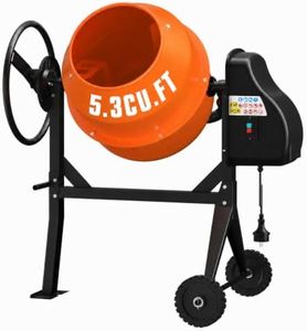 PHLEX PRO 5.3 Cu.Ft Concrete Mixer Machine, 750W 1HP Heavy Duty Portable Industrial Cement Mixing Machine with Wheel & Stand for Stucco, Mortar, Seeds, Orange