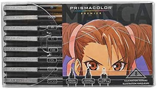 PRISMACOLOR Premier Manga Illustration Markers, Assorted Tips, Black & Sepia, Adult Coloring, 8 Pack