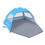 Gorich Beach Tent for 4 to 5 Person, Beach Sun Shelter Tent with UPF 50+ UV Protection, Lightweight & Easy Setup, Beach Shade Tent for Family, Beach, Fishing, Camping Outdoor (Sky blue, 4 Person)