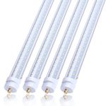 T8 8FT LED Tube Light 8 Foot,Need Bypass Ballast, 65W V Shaped Single Pin FA8 Base,6000K Cool White, (Replace 150W LED Fluorescent Bulbs),Dual-Ended Power AC 85-277V 4 Pack