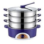 304 Stainless Steel Slow Cooker Food Steamer Pot Food Warmer Electric Steamer Food Warmer Commercial (Color : Purple)