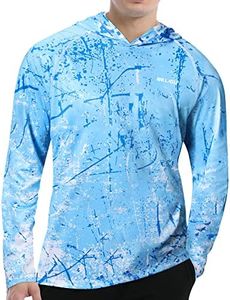 CATEIBE Men's UPF 50+ Sun Protection Hoodie Shirt Long Sleeve SPF Fishing Outdoor UV Hiking Shirts Lightweight., Ocean Blue, Large