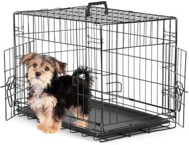 Sweetcrispy Small Dog Crate with Divider Panel,24 Inch Double Door Folding Metal Wire Dog Cage with Plastic Leak-Proof Pan Tray, Pet Kennel for Indoor, Outdoor, Travel