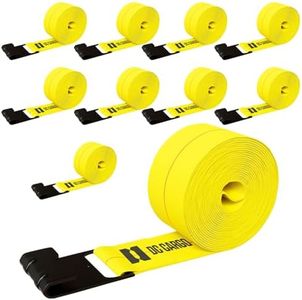 DC Cargo Winch Straps, 4" x30' Flatbed Trailer Strap Tie-Downs w/Flat Hooks (Pack of 10) 5,500LB WLL - Heavy Duty Tie Down Cargo Control Ratchet Truck Straps for Trucks, Flatbeds, and Trailer