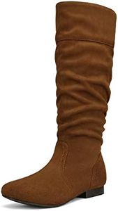 DREAM PAIRS Women's BLVD Tan Knee High Pull On Fall Leather Boots Size 7 M US