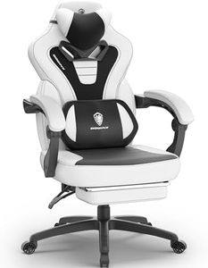 Dowinx Gaming Chair, Big and Tall Gaming Chair for Heavy People, Computer/PC Gamer Chair for Adult with Massage (White)