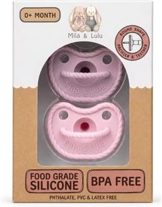 Mila & Lulu Round Silicone Pacifiers (Set of 2) – 100% Food-Grade, One-Piece Design, Soft Round Nipple, Doubles as Teether for Newborns and 0+ Months – Ballerina/Mauve