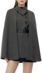 GOELIA Womens Spring Washable Wool Cloak Coats And Flap Neck Button Vest Two-Piece Set with Belt Plus Size Coat Outerwear Women's Day Women's Coats 2026