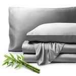 Bare Home 100% Rayon Made from Bamboo Luxury Queen Sheet Set - 4 Piece Bedding Set - Deep Pockets - Cooling Sheets - Breathable - Easy Fit - Soft Bedding Sheets & Pillowcases (Queen, Light Grey)