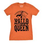 Womens HalloQueen Shirt Funny Halloween Queen Tee for Ladies Cute Costume T Shirt, Orange, Small