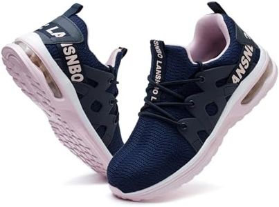 LANSNBO Steel Toe Shoes for Women Indestructible Safety Work Shoes Air Cushion Lightweight Breathable Utility Sneakers Puncture Proof Slip Resistant Composite Toe Footwear(Zi Fen 42 Purple,Pink