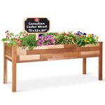 Jumbl Raised Canadian Cedar Garden Bed | Elevated Wood Planter for Growing Fresh Herbs, Vegetables, Flowers, Succulents & Other Plants at Home | Great for Outdoor Patio, Deck, Balcony | 72x23x30”