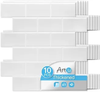 Art3d Peel and Stick Backsplash Tiles – 12"x12" White Washed Thicker Design, Self-Adhesive Wall Tile for Kitchen & Bathroom