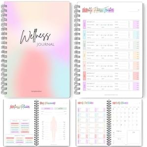 Templatables Wellness Journal - 90 Day Health, Fitness, Gratitude, Mindfullness, Wellbeing, Habit, Goals, Diet & Food Tracker - A5 Pastel Rainbow, (TPWPPR)