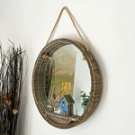 Darthome Ltd Rustic Wood Wall Hanging Nautical Mirror Coastal Scene Beach Seaside Bathroom 37cm