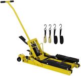 Hydraulic Motorcycle Lift Jack,1500 LBS Capacity ATV Scissor Lift Stand with Tie Down,Portable Motorcycle Lift Table with 4 Wheels, Hydraulic Foot-Operated Hoist Stand for Motorcycle ATV UTV (Yellow)