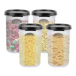 Cutting EDGE Smart Slim Storage 585 ML (Set of 4) Air-Tight Plastic Round Modular Container - for Juice, Dry Fruits - Stackable, BPA Free, Food Grade (585 ML) - (Black)