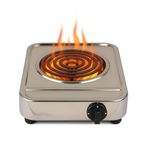 Drumstone (5 Years Assured Warranty) Electric Hot Plate Single Burner Stainless Steel Portable Cooktop with Adjustable Temperature Control Energy Efficient Cooking Stove for Kitchen Travel Use 2000W