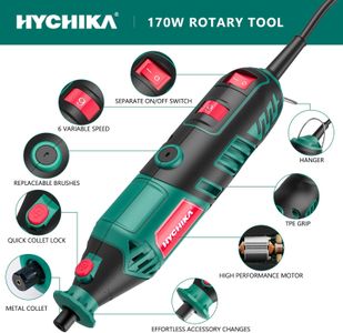 HYCHIKA 170W Rotary Tool Kit – Variable Speed, Flex Shaft, 173 Accessories