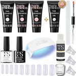 THR3E STROKES Poly Nail Gel Extension Kit for Builder Gel UV Nail Art Kit Nail Extension Set 15 ML EACH (Pink, Clear, White, Nude) (GEMZ KIT)